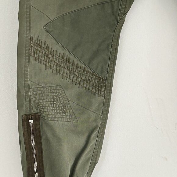 Free City Pants Size XS Olive Green Jogger Patchwork Zipper Cotton - Picture 7 of 13